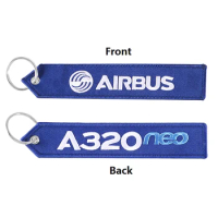 A320 Aviation Key Ring Chain AIRBUS Keychain Motorcycle Car Embroider Key Ring For Aviation Gift Strap Lanyard For Bag Zipper