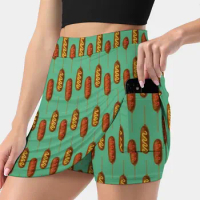 Corn Dogs Women's skirt Mini Skirts A Line Skirt With Hide Pocket Corn Dogs Corndogs Corndog Corn Dog Hotdog Snack Food Campy