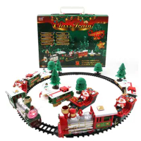 Christmas Electric Train Set High Speed Train Model Railway Track Assembled Rail Car DIY Set With Realistic Cargo Train Sound