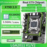 X79D2.0 Motherboard Kit with E5 2643V2 Processor And DDR3 REG 1*16G=16GB Memory 256GB NVME SSD LGA2011 M.2 SATA3.0 Xeon