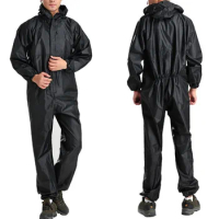 Oversized Rain Coat Motorcycle Rainwear Adult Motorbike 5 Sizes M-3XL Waterproof Raincoat Overalls Suit PVC Black