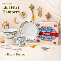 Idul Fitri Hampers Souvenir Dinner Set Mug Mangkok Piring Keramik Haya Kuning
