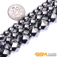 AAA Grade Black Shine Terahertz Faceted Round Beads Natural Stone Accessories Loose Bead For Jewelry Making Strand 15 Inch