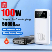 Miniso 50000mAh High Capacity 100W Fast Charging Power Bank Portable Charger Battery Pack Powerbank for iPhone Huawei Samsung