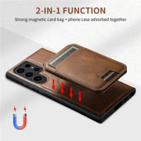 2 in 1 Detachable Back Magnetic PU Leather Phone Case for Samsung Galaxy S23 S22 Plus Note20 Ultra Wallet with Card Holder Cover