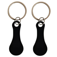 2 Pieces Of Stainless Steel Shopping Trolley Remover-Shopping Trolley Token As A Key Ring-Can Be Detached Directly,Black