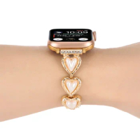 uhgbsd Women's Watch Bracelet For IWatch Band Apple Watch 1-7 Heart Shaped Metal Strap Stainless Steel Bands 40 44 41 38 45