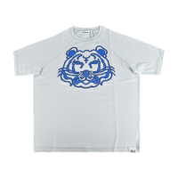 KENZO標籤LOGO立體虎頭設計純棉短袖圓領T恤(男款/淺灰)