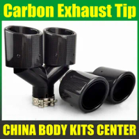 Carbon fibre black Stainless steel Universal DUAL Automobile For Akrapovic exhaust pipe Muffler Car accessories modification tip