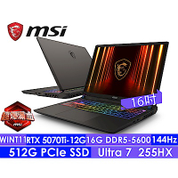 MSI微星 Vector 16 HX AI A2XWHG-049TW 144Hz 16吋AI電競筆電(Ultra 7 255HX/16G/512G SSD/RTX5070Ti-12G/Win11)