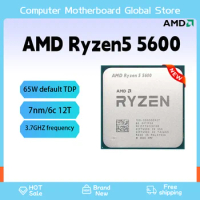 AMD ryzen 5 5600 amd r5 5600 pc gamer cpu 65w ddr4 acessórios de desktop processador suporte gaming cpu soquete am4 sem refriger