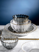 透明玻璃碗沙拉碗大號蔬菜水果碗家用吃飯甜品碗碗碟個性創意餐具