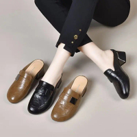 Muller Sandals Closed-Toe Half Slippers Women's Shoes Mid-Heel Single Shoes
