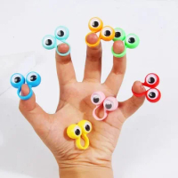 10Pcs Funny Eye Ring Finger Puppets Plastic Ring Wiggly Eyeball for Kids Birthday Party Baby Shower Favors Gifts Party Supplies