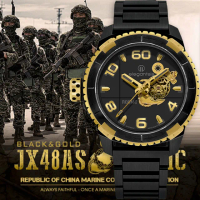 【elegantsis 愛樂時】海軍陸戰隊特別款機械錶-黑金款/48mm 禮物 送禮 推薦(ELJX48AS-LVTP5-NBG02MA)