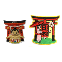 【A-ONE 匯旺】招福開運相撲 Sumo旅遊磁鐵+日本 和服少女鳥居臂章2件紀念磁鐵療癒小物 磁(C9+198)