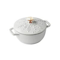 【法國Staub】雪花雕花琺瑯鑄鐵鍋和食鍋16cm-白色(德國雙人牌集團官方直營)