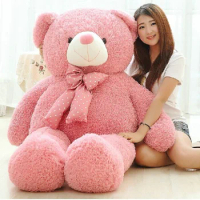 huge lovely pink teddy bear doll candy colours teddy bear with spots bow plush toy doll birthday gift about 160cm