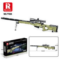 Reobrix 77026 AWM Sniper Rifle Model Military Weapons Series Creative DIY Small Particle Toys Building Blocks Boy Gift 1336Pcs