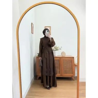 dress wanita ALEA DRESS BAHAN CERUTY SET BRUKAT 2IN1 FREE BELT SETELAN TUNIK WANITA KEKINIAN GAMIS L