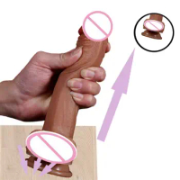 Super Real Skin Silicone Huge Dildo Realistic Suction Cup Male Artificial Penis Sex Toys for Women Vaginal with Curved Shaft