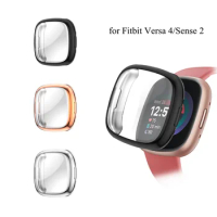 Case For Fitbit Versa 4/Sense 2 Screen Protector Soft TPU Plated Case All-Around Protective Screen Full Cover Bumper Accessories