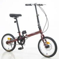 16 Inch Retro Single Speed Disc-Brake Bicycle Portable Foldable Frame Adult Students City Outdoor Small Bike