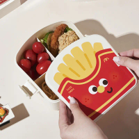 Cute French fries lunch box, microwaveable, for office workers, office fruit utensils, cartoon lunch
