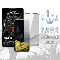 【LOSOA】iPhone全型號亮面防窺黑豹鑽石膜玻璃貼14/13/12/11/X/XS/XR/7/8/Mini/Pro/Max(螢幕玻璃保護貼)