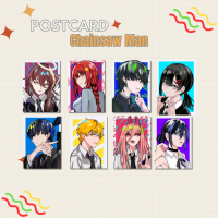 [FANMERCH] Postcard Chainsaw Man Denji Power & Aki Ukuran A6 Glitter Effect Finish Art Paper 310gsm 