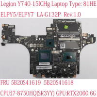 LA-G132P For lenovo Legion Y740-15ICHg Motherboard Mainboard 81HE ELPY5/ELPY7 FRU 5B20S41619 5B20S41618 I7-8750HQ RTX2060 6G