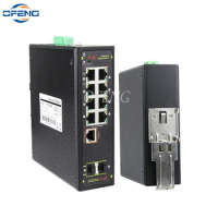 10 port Full Gigabit Managed Industrial POE Ethernet Smart Switch 8*POE+2*SFP port 802.3af/at IP40 Lightning Protection DIN rail