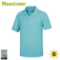 【Mountneer 山林 男 透氣排汗上衣《粉藍》】31P27/POLO衫/T恤/短袖上衣/排汗衣