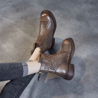 鏤空馬丁靴(棕色 40碼) #DADADI#Y01-02974 