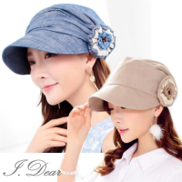 I.Dear-日本時尚蕾絲花朵層次皺褶遮陽小臉帽(3色)