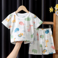 Bộ Đồ Điều Hòa Không Khí Không Khí Không Khí Mỏng ngắn Tay Mùa Hè Cho Trẻ Em, Bộ Đồ Hai Mảnh Cho Em 