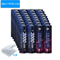 32pcs 1.5V AA Rechargeable Battery 3000mWh AA 1.5v Li-ion Rechargeable Battery AA for ktv use Microphone AA Rechargeable Battery
