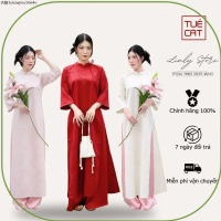 COD Set áo dài Tuệ Cát, áo dài gấm và quần lụa phối nơ mặc Tết Linly Store