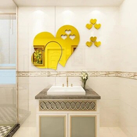 Heart-Shaped Mirror Wall Sticker Romantic Love Self-Adhesive Decal Bathroom Mural Waterproof Bedroom Removable Wallpapers