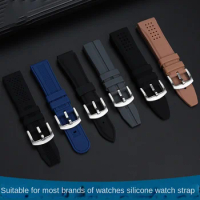 22mm 24mm Universal Silicone Watch Band For Longines Diesel Panerai Tissot Citizen Panerai Mido Casio Omega Fossil strap men