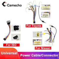 Camecho Android 2Din Car Multimedia MP5 Player ISO Power Cable Adapter Connector Plug Universal For VW Toyota Nissan Kia Polo