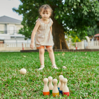 【Plantoys】經典木作童玩-彩色保齡球組(木質木頭玩具)