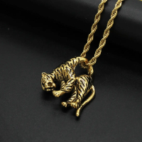 Loket harimau bersalut emas keluli tahan karat, perhiasan Hip Hop, baharu, Dw316