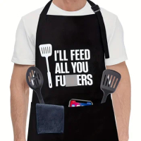 Funny Cooking Apron for Men and Women - Adjustable Bib with 3 Pockets and Long Ties - Ideal for Grilling, BBQ, and Baking