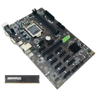B250 BTC Mining Motherboard with DDR4 8G 2133Mhz RAM LGA 1151 DDR4 12X Graphics Card Slot SATA3.0 USB3.0 for BTC Miner