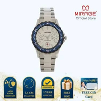 Mirage Jam Tangan Wanita Analog MultiFungtion TS 8601 L Silver Original Stainless Ring Biru