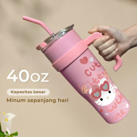 Kitty Heart Cute Tumbler Kapasitas Besar 1200ml Botol Premium Termos Minuman Dingin Stainless Steel 