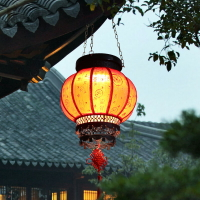 太陽能紅燈籠燈吊燈戶外防水節日燈中式燈籠田園中國風紅燈籠