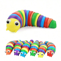 GROSIR Mainan Sensory Ulat Rainbow Caterpillar Siput Fidget Slug Toys