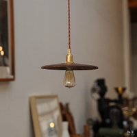 黑胡桃木黃銅吊燈實木簡約燈罩 個性玄關創意過道餐廳吧臺燈